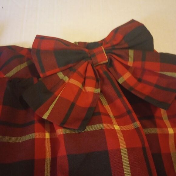 Girls elastic waist plaid A line skirt with bow accent - Picture 2 of 8